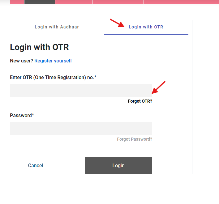 OTR Registration Forgot
