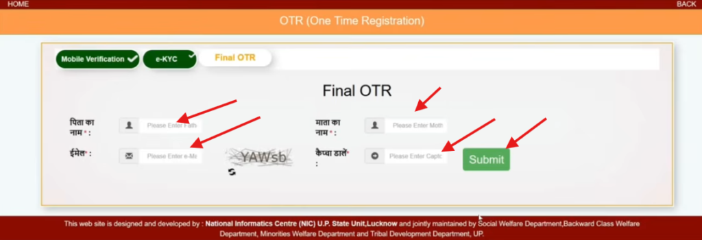 UP scholarship OTR Registration